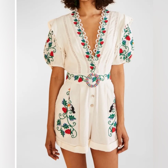 FARM Rio Pants - FARM Rio- Cross Stitch Toucan Embroidered Romper